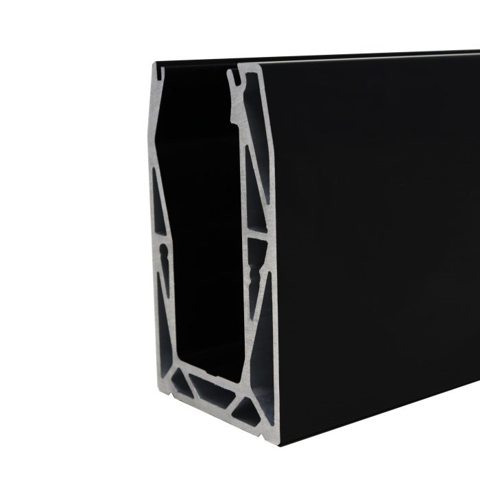 Bottenmonterad profil i svart anodiserad aluminium